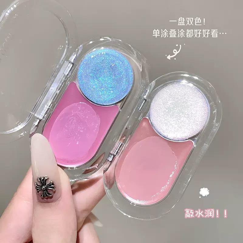 Gege bear trio Glass-Skin Glow in a Palette (highlighter +blush)