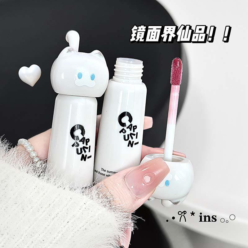 Cappuvini Cute Cat Water Glossy Lip Gloss Moisturizing and Gentle Whitening Mirror Lip Gloss